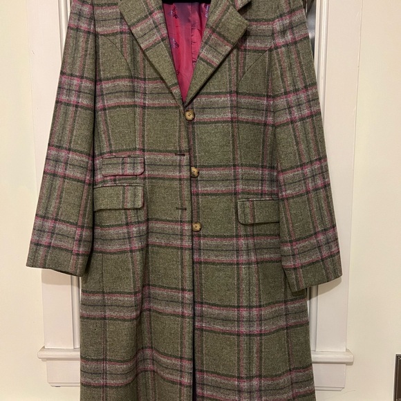 House of Bruar Jackets & Blazers - House of Bruar (Scottish) Plaid 100% Wool Lining Tweed Coat - Green w Pink/Lilac
